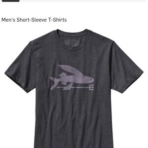 Patagonia Dark Gray Tee with Fishing Graphic